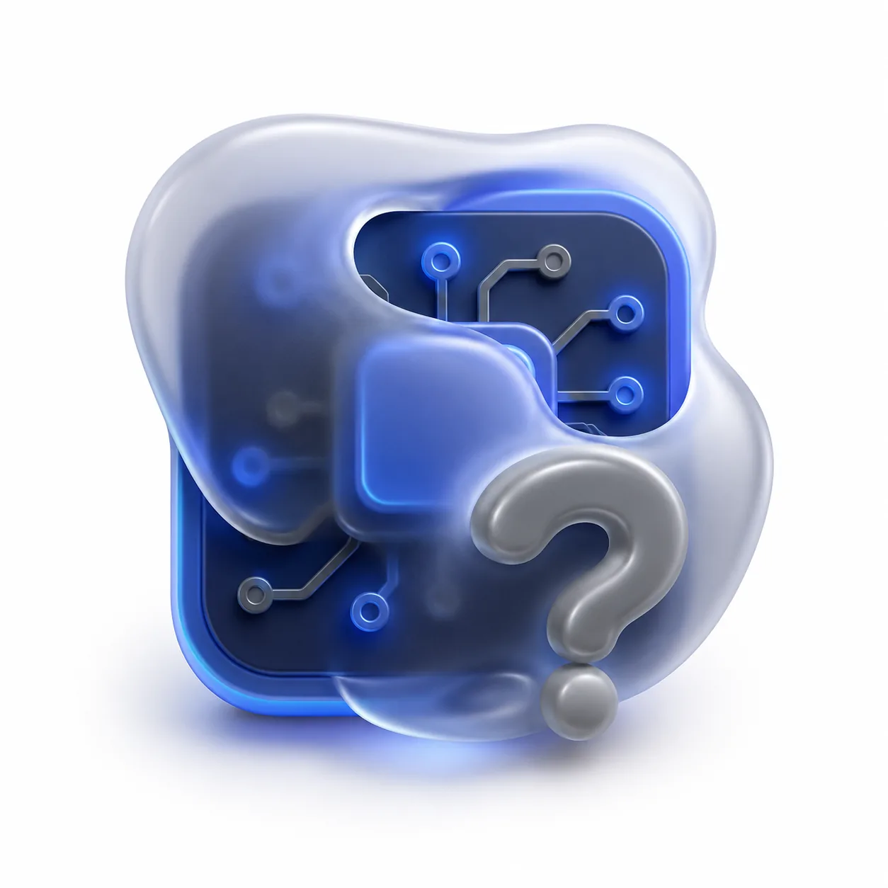 3D Icon fuer KI Unsicherheit und Grauzone